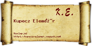Kupecz Elemér névjegykártya