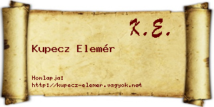 Kupecz Elemér névjegykártya